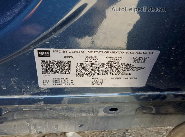 3GNAXHEGXTL276656 2026 CHEVROLET EQUINOX Blue Սալոնի 360 աստիճան տեսք