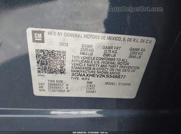 3GNAXHEV2KS548877 2019 CHEVROLET EQUINOX Blue Widok komory silnika