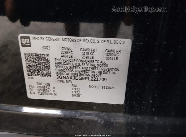 3GNAXJEG9PL221709 2023 CHEVROLET EQUINOX Black Вид підкапотного простору