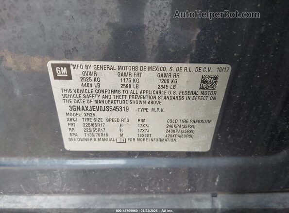 3GNAXJEV0JS545319 2018 CHEVROLET EQUINOX Dark Blue Շարժիչի բաժամունքի տեսք
