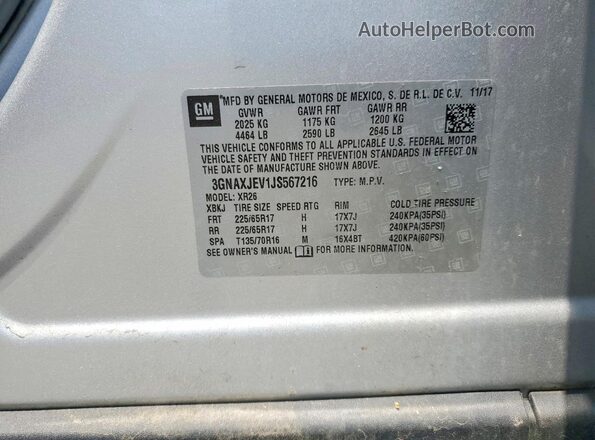 3GNAXJEV1JS567216 2018 CHEVROLET EQUINOX Silver VIN կոդի պիտակի տեսք