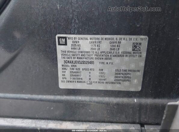 3GNAXJEV3JS529485 2018 CHEVROLET EQUINOX Gray Vista del compartimento del motor