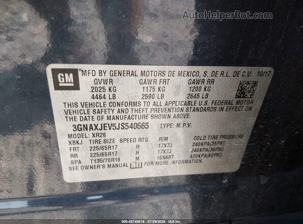 3GNAXJEV5JS540665 2018 CHEVROLET EQUINOX Navy ძრავის განყოფილების ხედი