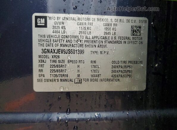 3GNAXJEV9JS601399 2018 CHEVROLET EQUINOX Gray Engine compartment view