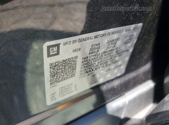3GNAXJEVXLS527087 2020 CHEVROLET EQUINOX Серый Вид наклейки с VIN-кодом