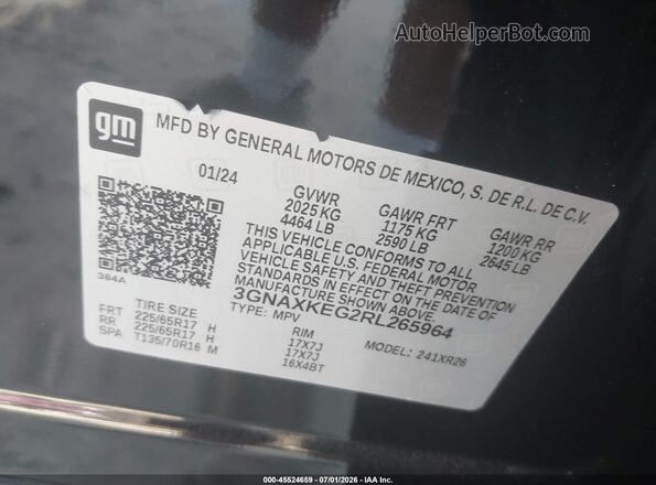 3GNAXKEG2RL265964 2024 CHEVROLET EQUINOX Black ძრავის განყოფილების ხედი