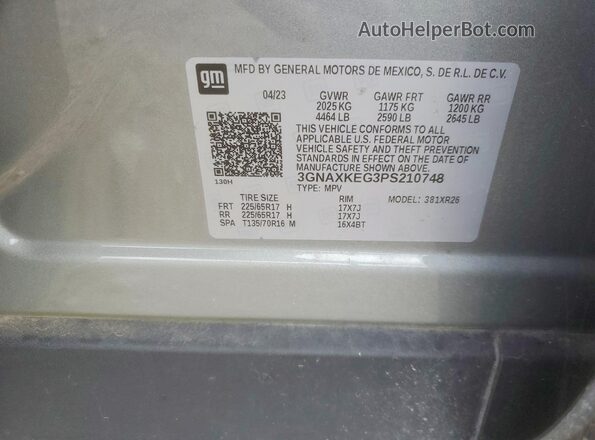 3GNAXKEG3PS210748 2023 CHEVROLET EQUINOX Gray Շարժիչի բաժամունքի տեսք