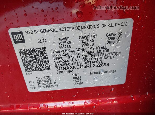 3GNAXKEG5RL252898 2024 CHEVROLET EQUINOX Red Engine compartment view