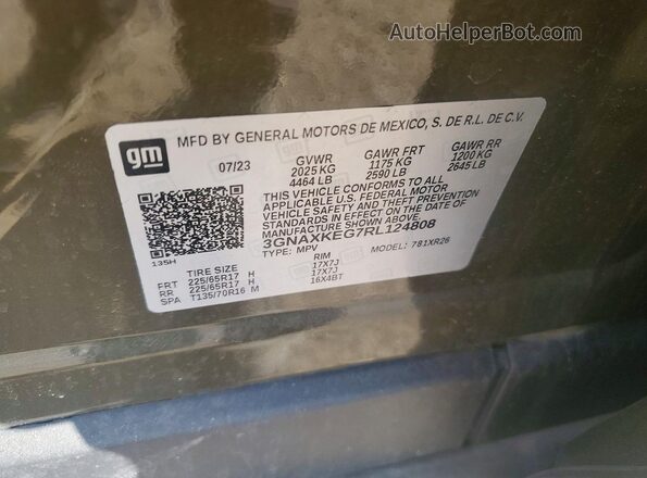 3GNAXKEG7RL124808 2024 CHEVROLET EQUINOX Brown Widok naklejki z numerem VIN