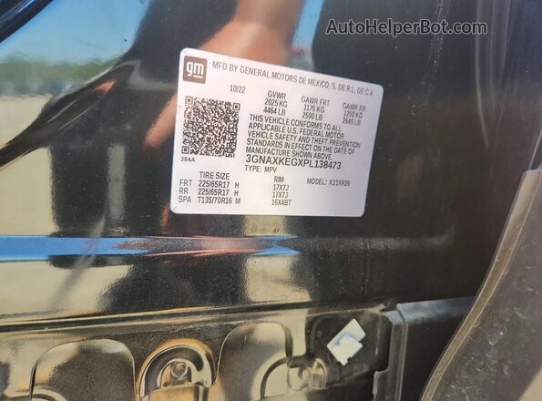 3GNAXKEGXPL138473 2023 CHEVROLET EQUINOX Черный Вид наклейки с VIN-кодом