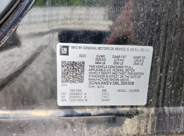 3GNAXKEV1ML359308 2021 CHEVROLET EQUINOX Black VIN sticker view