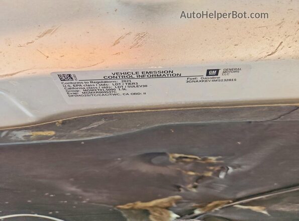 3GNAXKEV4MS132815 2021 CHEVROLET EQUINOX Серебряный Вид наклейки с VIN-кодом
