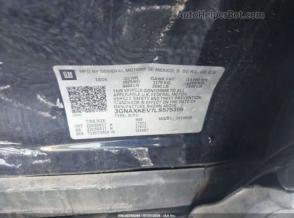 3GNAXKEV7LS575359 2020 CHEVROLET EQUINOX Black Շարժիչի բաժամունքի տեսք