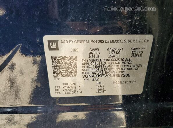 3GNAXKEV9LS657206 2020 CHEVROLET EQUINOX Black სალონის 360-გრადუსიანი ხედი