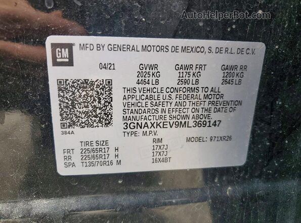 3GNAXKEV9ML369147 2021 CHEVROLET EQUINOX Black VIN կոդի պիտակի տեսք