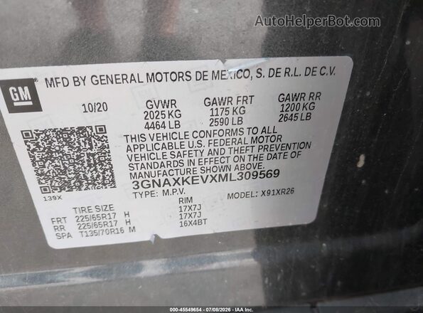 3GNAXKEVXML309569 2021 CHEVROLET EQUINOX Gray Vista del compartimento del motor