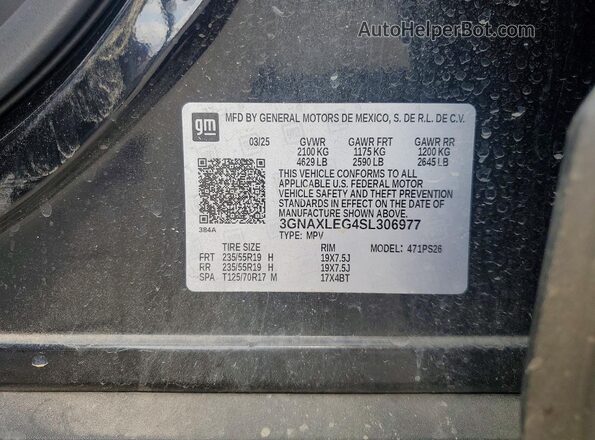 3GNAXLEG4SL306977 2025 CHEVROLET EQUINOX Black Vista de la etiqueta del VIN