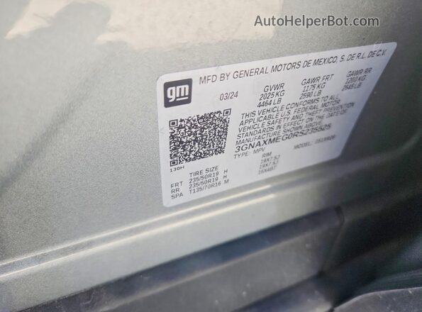 3GNAXMEG0RS235525 2024 CHEVROLET EQUINOX Gray Vista de la etiqueta del VIN