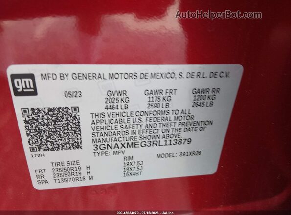 3GNAXMEG3RL113879 2024 CHEVROLET EQUINOX Red Engine compartment view