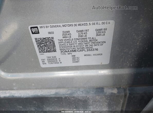 3GNAXMEGXPL102276 2023 CHEVROLET EQUINOX Gray Widok komory silnika
