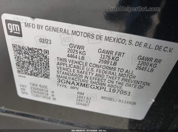 3GNAXMEGXPL197051 2023 CHEVROLET EQUINOX Black Вид підкапотного простору