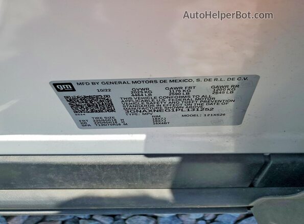 3GNAXNEG1PL131252 2023 CHEVROLET EQUINOX White Вид наклейки з VIN-кодом