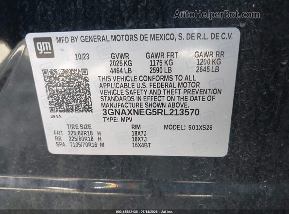 3GNAXNEG5RL213570 2024 CHEVROLET EQUINOX Black ძრავის განყოფილების ხედი