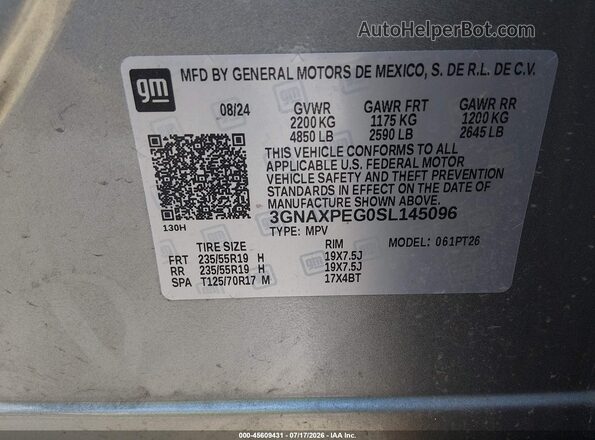 3GNAXPEG0SL145096 2025 CHEVROLET EQUINOX Серый Вид подкапотного пространства