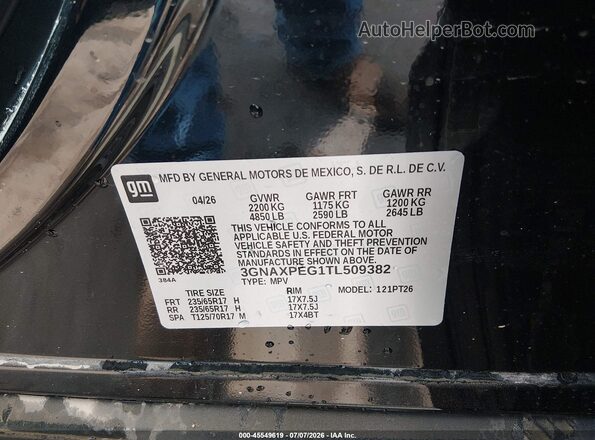3GNAXPEG1TL509382 2026 CHEVROLET EQUINOX Black Widok komory silnika