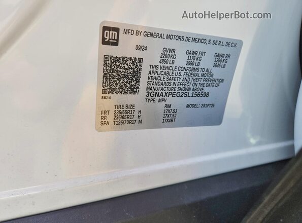 3GNAXPEG2SL156598 2025 CHEVROLET EQUINOX White Շարժիչի բաժամունքի տեսք