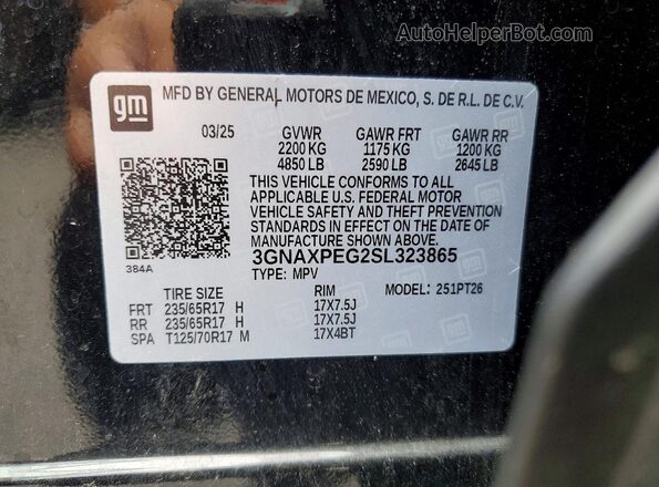 3GNAXPEG2SL323865 2025 CHEVROLET EQUINOX Black Вид підкапотного простору