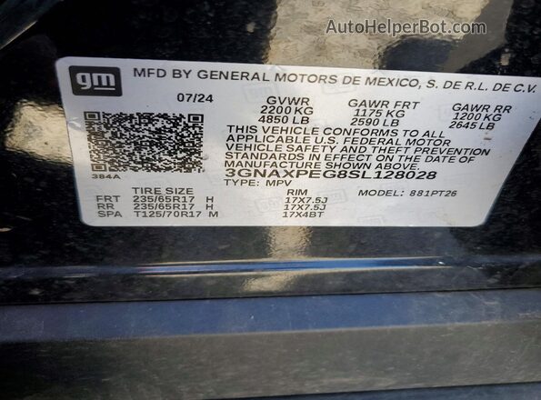 3GNAXPEG8SL128028 2025 CHEVROLET EQUINOX Black Widok komory silnika