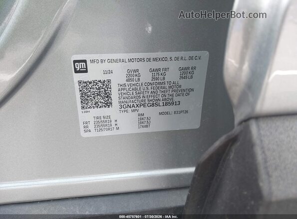 3GNAXPEG8SL185913 2025 CHEVROLET EQUINOX Gray Вид підкапотного простору