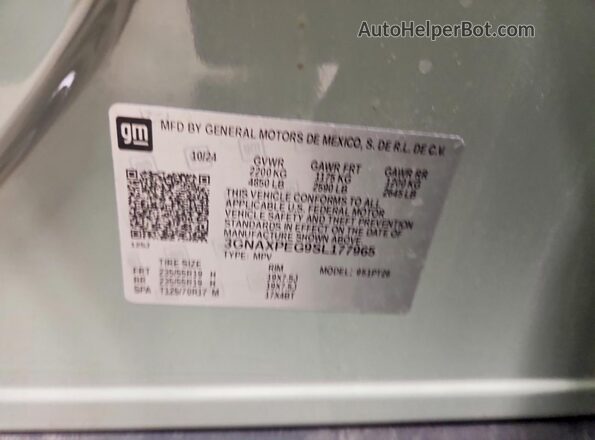3GNAXPEG9SL177965 2025 CHEVROLET EQUINOX Green 360 interior view