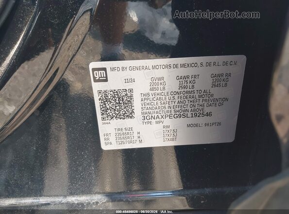 3GNAXPEG9SL192546 2025 CHEVROLET EQUINOX Black ძრავის განყოფილების ხედი