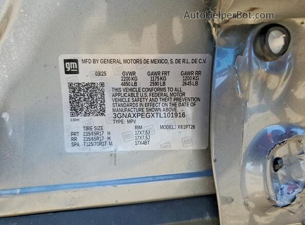 3GNAXPEGXTL101916 2026 CHEVROLET EQUINOX Silver Widok naklejki z numerem VIN