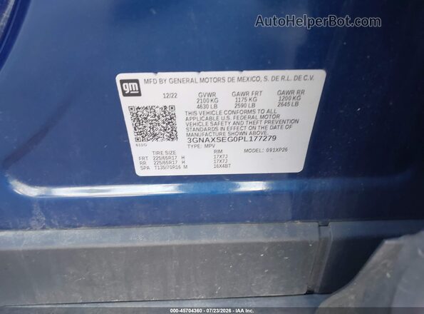 3GNAXSEG0PL177279 2023 CHEVROLET EQUINOX Синий Вид подкапотного пространства