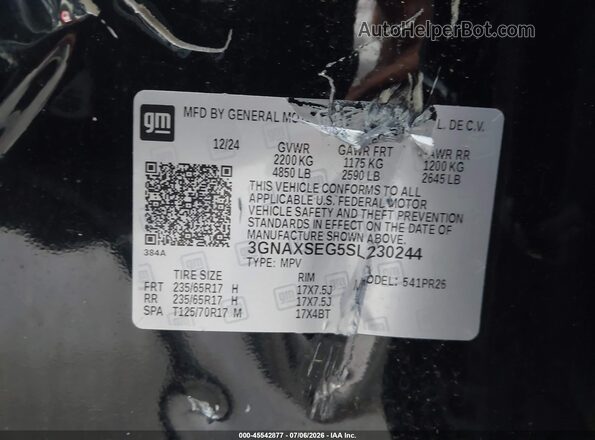 3GNAXSEG5SL230244 2025 CHEVROLET EQUINOX Black Widok komory silnika