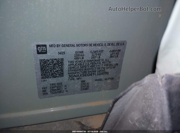 3GNAXSEG6TL128095 2026 CHEVROLET EQUINOX Teal Vista del compartimento del motor
