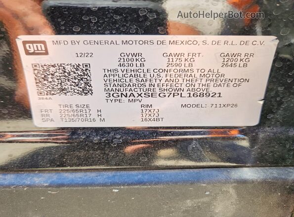 3GNAXSEG7PL168921 2023 CHEVROLET EQUINOX Black Widok komory silnika