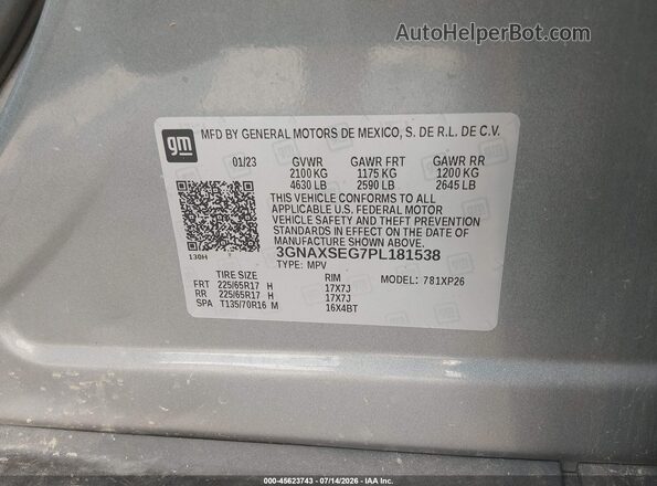 3GNAXSEG7PL181538 2023 CHEVROLET EQUINOX Gray Vista del compartimento del motor