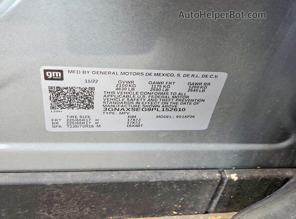 3GNAXSEG9PL152610 2023 CHEVROLET EQUINOX Silver Вид підкапотного простору