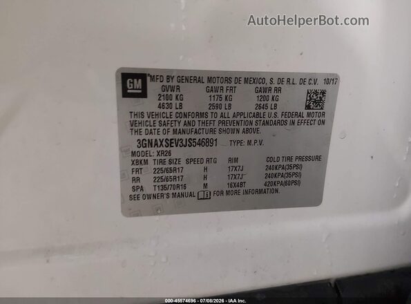 3GNAXSEV3JS546891 2018 CHEVROLET EQUINOX  Вид наклейки з VIN-кодом