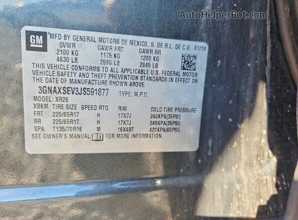 3GNAXSEV3JS591877 2018 CHEVROLET EQUINOX Gray Engine compartment view
