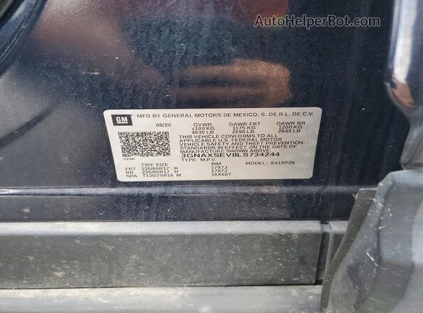 3GNAXSEV8LS734244 2020 CHEVROLET EQUINOX Blue Engine compartment view