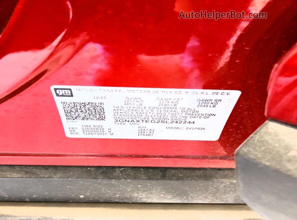 3GNAXTEG2SL242244 2025 CHEVROLET EQUINOX Красный Панорамный вид салона 360°