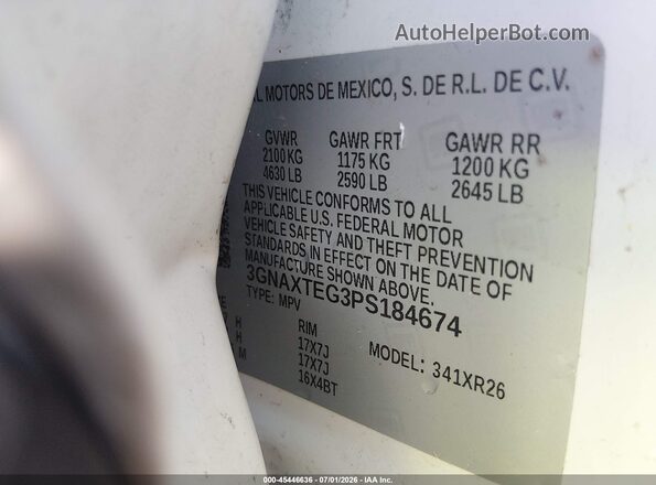 3GNAXTEG3PS184674 2023 CHEVROLET EQUINOX Белый Вид подкапотного пространства