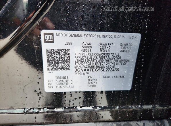 3GNAXTEG5SL272466 2025 CHEVROLET EQUINOX Black Вид наклейки з VIN-кодом