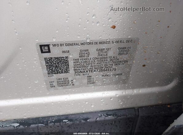 3GNAXTEX7JS641171 2018 CHEVROLET EQUINOX Silver ძრავის განყოფილების ხედი