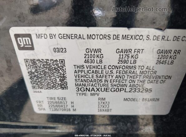 3GNAXUEG0PL233295 2023 CHEVROLET EQUINOX Black ძრავის განყოფილების ხედი